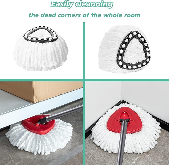 12 PCS Spin Mop Replacement Head,100% Microfiber Mop Refills Head Compatible with Cedar Mop Replace, 360 Degree Micro Spinning Mop Replace Head for Easy House Cleaning Floor Mopping