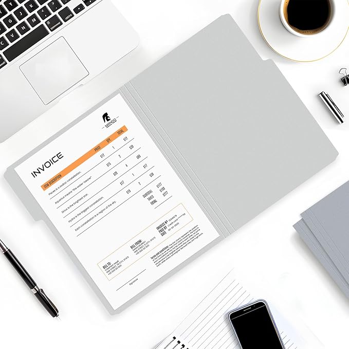 SUNEE File Folders, 18 Pack Manilla Folders 8.5 x 11, Colored Folders Office Organization Home School Folder for Documents Files Paper,Gray Colors