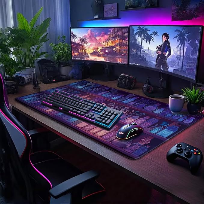 Mystical Potion Bottles Gaming Mouse Pad 31.5"x15.7"｜XXL Desk Mat, Non-Slip Rubber Base & Stitched Edges - Extended Waterproof Mousepad for PC/Laptop/Office/Home Decor
