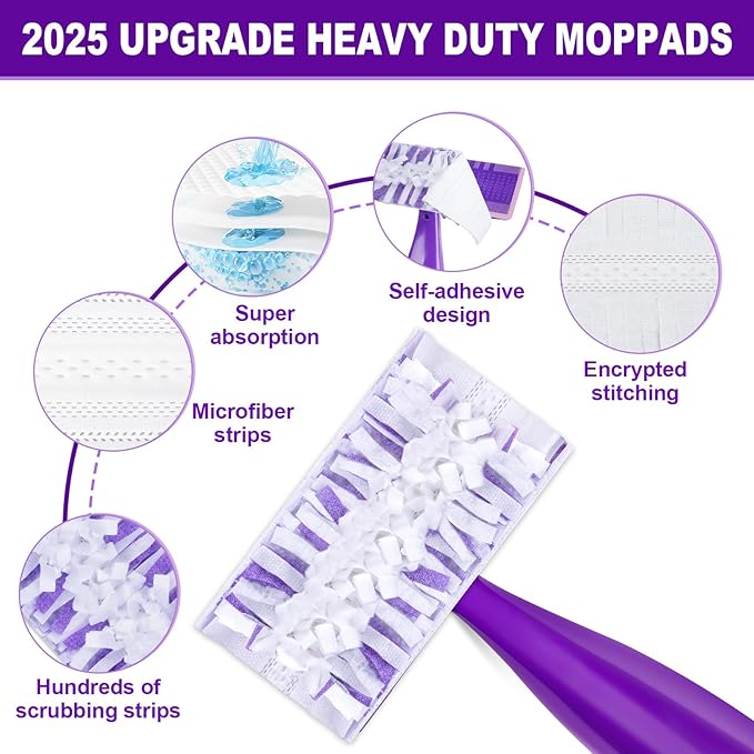 IOPRETTY Mop Pads Refill for Swiffer WetJet - 7 PCS Disposable Pad for Hardwood Wood Tile Laminate Marble Vinyl Muilt-Surface Floor Cleaning - Heavy Duty Absorb & Lock Pet Hair Dust Dirty Stains