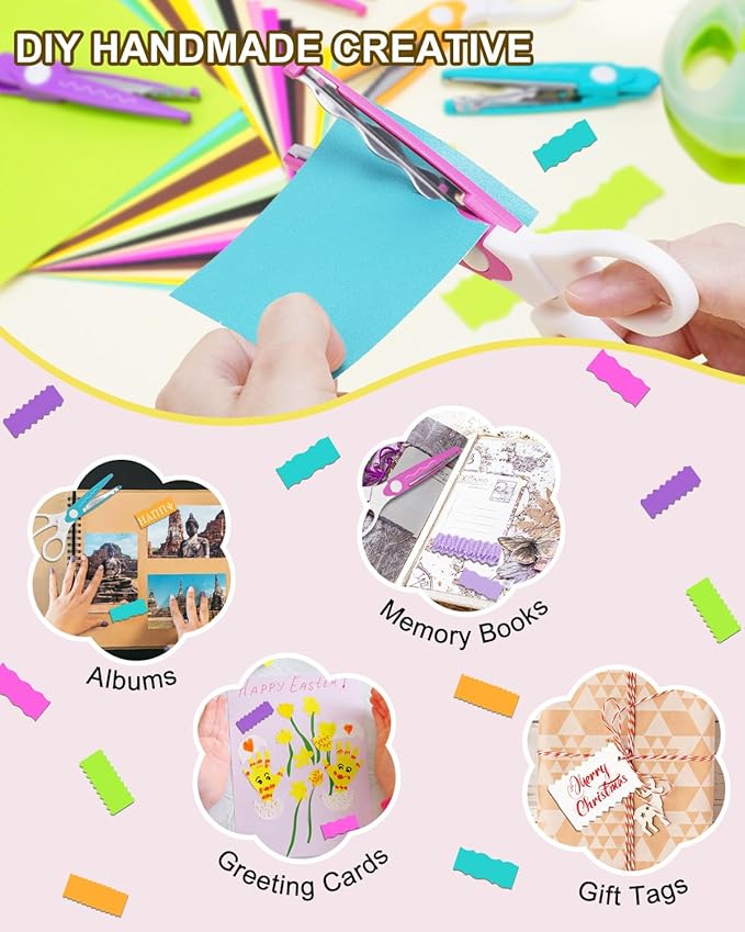 UCEC Decorative Paper Scissors Set, 5 Pairs Zig Zag Edges With Portable Organizing Container, Great for DIY Wavy Cutting, Crafts, Scrapbooking, Paper Quilling and Kid's Designs