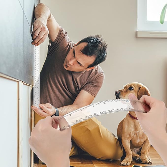 Koogel 40 Packs Clear Plastic Ruler, 12 Inch, Plastic Measuring Tool with Centimeter and Millimeter, Shatterproof Metric Clear Rulers Bulk for Kids, Back to School, Classroom, School, Office, Home