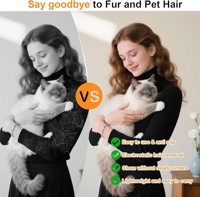 Kikazarru Upgraded 5-Finger Pet Hair Removal Glove for Cats & Dogs, Reusable Electrostatic Pet Hair Remover Gloves, Efficient Pet Grooming Gloves Brush Tool for Furniture, Clothing, Carpet & Couch