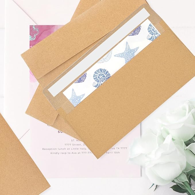 50 packages #10 Business envelopes, Mailing Envelopes, Self-adhesive standard Envelopes, for personal and business use, checks, mailing letters, invoices,4 1/8 x 9 1/2 inches (brown)