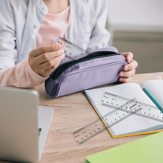 Plastic Rulers, 6 Inch Ruler, Clear Measuring Tool for Student School Office, Inches and Centimeters, Pack of 2