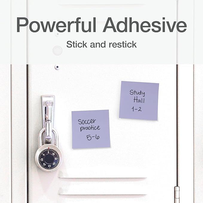 Redi-Tag Sticky Notes, Power Stick Notes, Adhesive Reminders, 3" x 3" Reusable Notes, Strong Adhesive Memos, Assorted Bright Colors, 144 Pack (1000977)