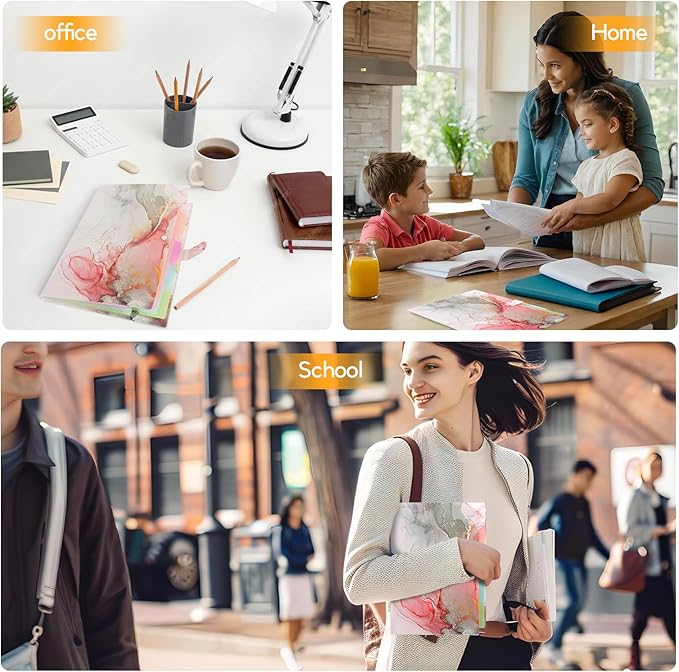 Expanding File Folder, Aesthetic Folders for School, Accordion File Organizer, Aesthetic Folder with Labels,5 Pockets Important Document Folders for School Office Home(Grey Gold)