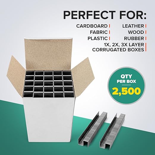 Heavy Duty Stainless Staples by IDL Packaging - 1/2" x 1/2" x 0.128" (1 Box, 2500 pcs) - High-Tensile Stainless Steel