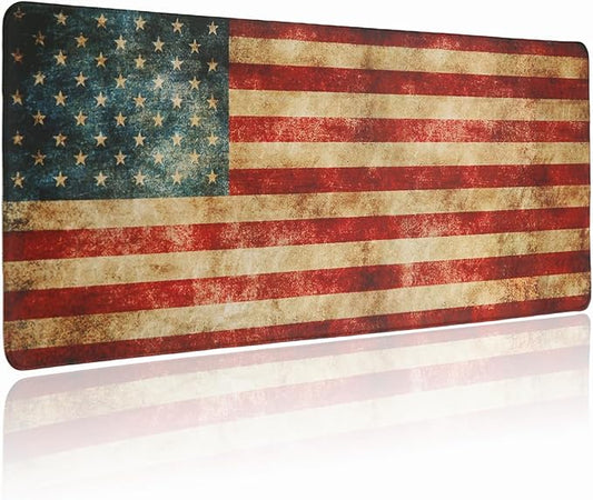Flag of The United States Gaming Mouse Pad, Large Mouse Pad for Desk Mat XL Mousepad, Stitched Edges Non-Slip Rubber Base Mouse Pads for Computers Laptop (USA Flag-Large-Red)