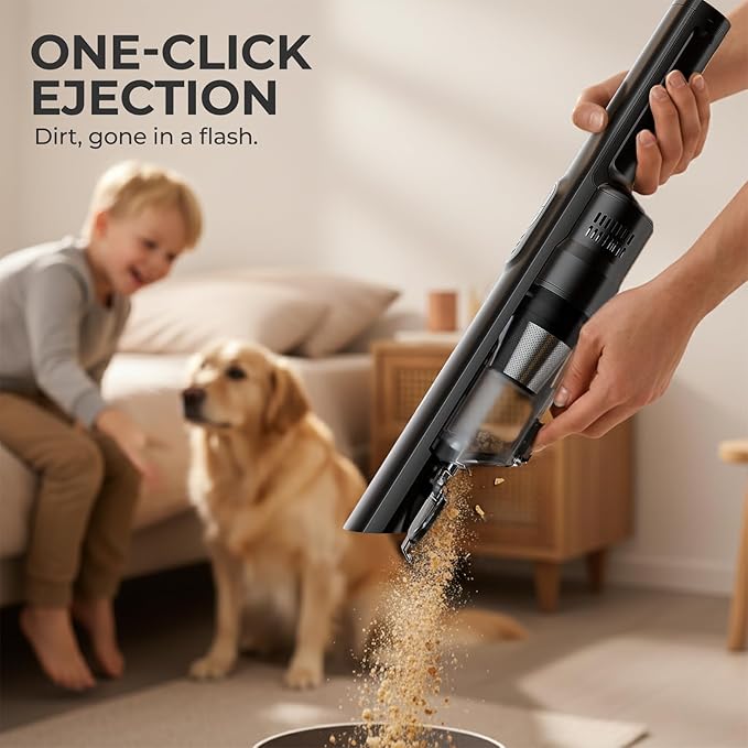 EPROEON Cordless Handheld Vacuum Cleaner, 13000Pa Strong Suction, Mini Vacuum with Charging Dock, 40 Mins Runtime, LED Light, HEPA Filter, One-Click Empty for Car Detailing and Home