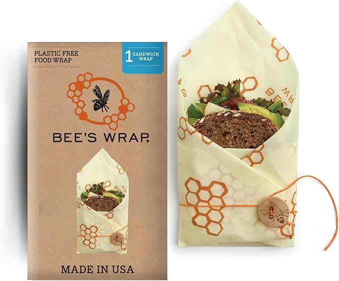 Bee's Wrap Beeswax Wraps for Food - Honeycomb Sandwich Wrap - Made in USA Reusable Bread Bags - Organic & Eco-Friendly Alternative to Aluminum Foil, Sandwich Bags & Plastic Wrap