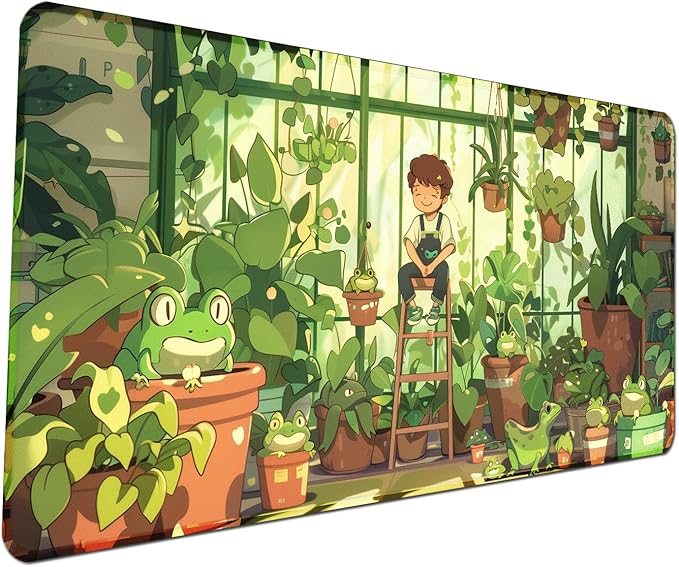 Frog Cute Mousepad 31.5 x 15.7 inch, Large Green Desktop Mat, Waterproof Desk Mat Gaming Mouse Pad, Laptop Pad, Computer Writing Mat for Home Office Desk Decor