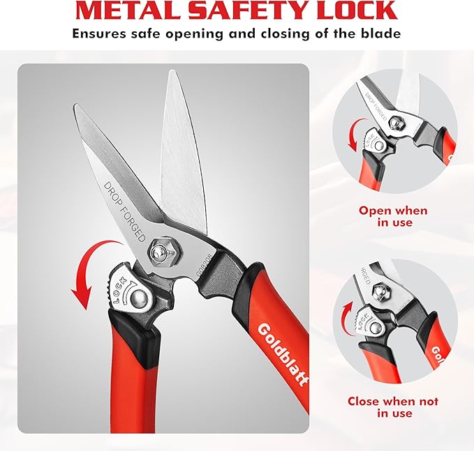 Goldblatt 3PCS Scissors Heavy Duty, Multipurpose Scissors, Drop Forged Blade, with Small Serrations, Comfortable Handle, Shop Scissors Easy Cutting Cardboard, Wires, Leather, Fabric