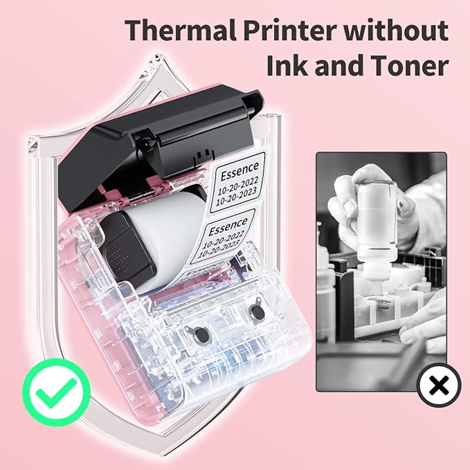 Phomemo Label Maker- M221 Label Maker Machine 3 Inch Bluetooth Thermal Barcode Printer for Small Business/Home Use, for Barcode, Address, Logo, Mailing, Stickers, Compatible with Phone & PC, Pink