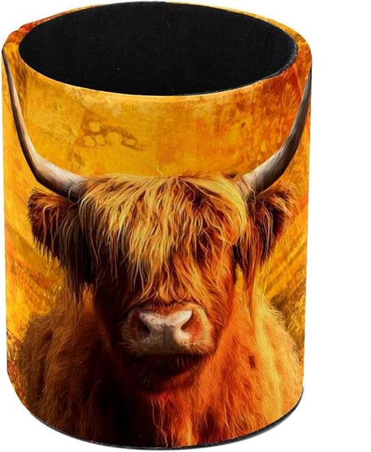 Watercolor Art Yak Circular Pen Holder, Pen Cup Makeup Brush Holder, Design for School, Home and Stationary Supplies (3.9 x 3.1 Inches)