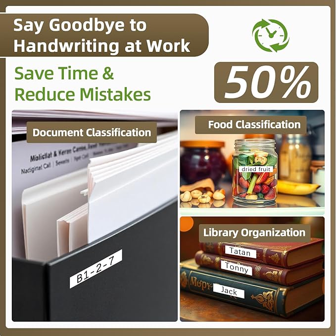 Label KINGDOM 45013 Label Tape Replace for Dymo D1 S0720530 Refill, 1/2 Inch x 23 Feet Black on White, 12 mm Label Maker Tape for LabelManager 150 360D 300, 5-Cartridge