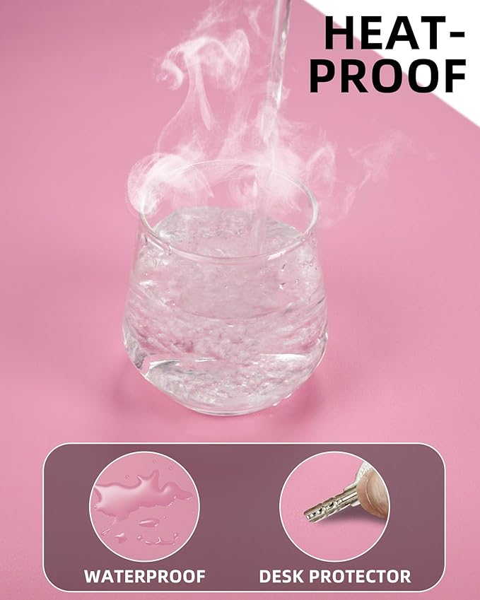 Pink Desk Mat, PU Leather Desk pad Large Mouse Pad, Non-Slip Desk Pad, Waterproof Desk Blotter Mat, Desk Cover Mat for Office and Home (31.5" x 15.7")