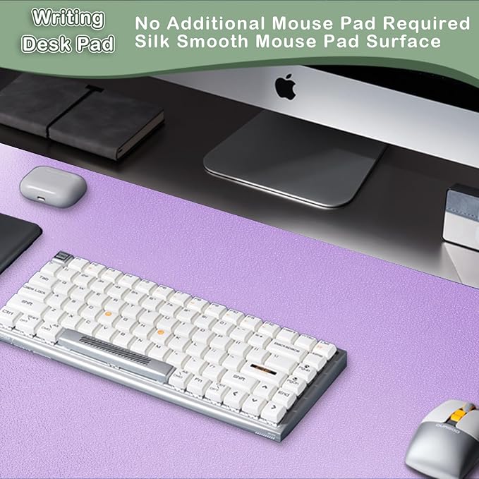 Boutilon Leather Desk Pad Protector,Non-Slip Mouse Pad,Laptop Desk Pad,Office Mouse Mat,Waterproof Leather Desk Blotter,Desk Writing Pad for Office and Home (XXXL-Purple,47"x 24")