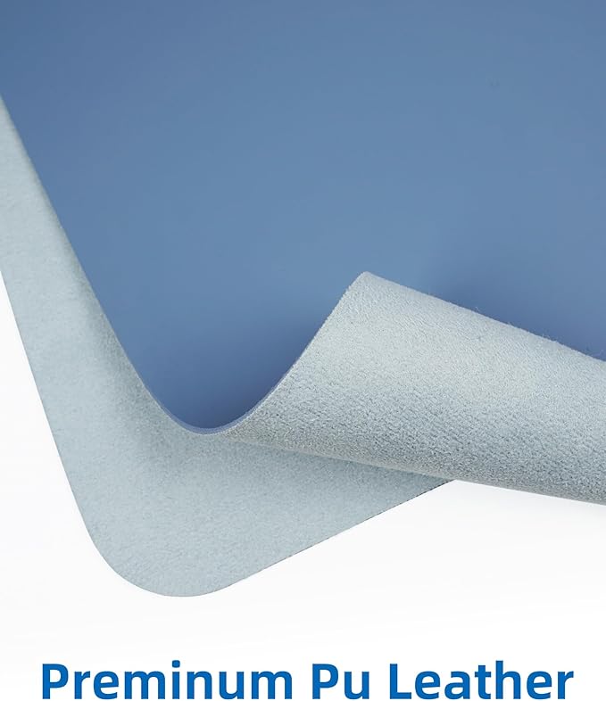 Leather Desk Pad Blotter,Mouse Pad,Office Desk Mat, Non-Slip PU Leather Desk mat,Large Desk mat,Waterproof Keyboard mat for Office/Home/Decor (Grey Blue,31.5" x 15.7")