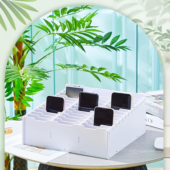 Ctosree 2 Pcs Cell Phone Holder School Desk Calculator Storage Box Holder Case Multifunctional Classroom Caddy Cell Phone Organizer (12.8 x 8.5 x 5.31 Inch)