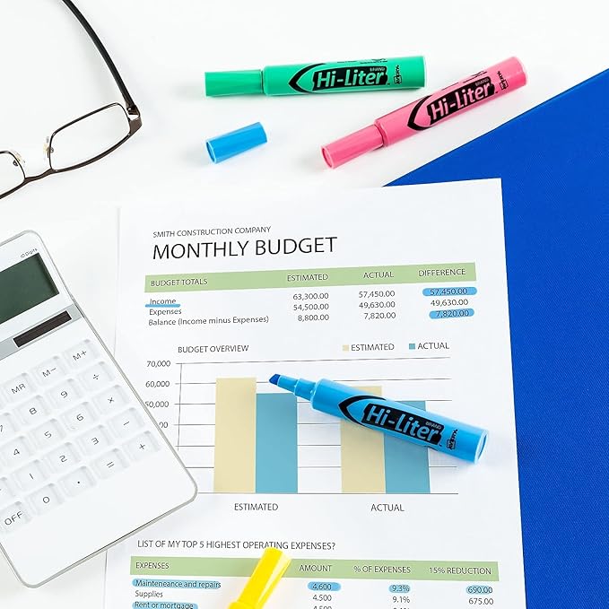 AVERY 17752 HI-LITER Desk-Style Highlighter, Chisel Tip, Assorted Colors, 4/Set