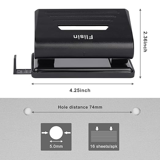 2 Hole Punch,Hole Puncher, Smart Touch, 10 Sheet Punch Capacity, Low Force, Black