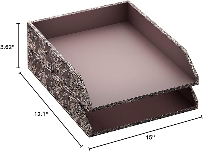 Leather Letter Tray, Thipoten Stackable Desk Organizer Holder for Office Supplies, Paper, File, Magazine, Perfect Office Organization for Desktop (Retro)