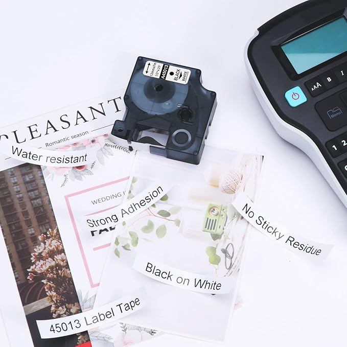 6-Pack Replace for Dymo Label Maker Refills D1 45013 a45013 S0720530, Black on White 1/2 Inch x 23Ft Used for Dymo LabelManager 160 420P 210D 280 360D PnP Label Maker, 12mm x 7m