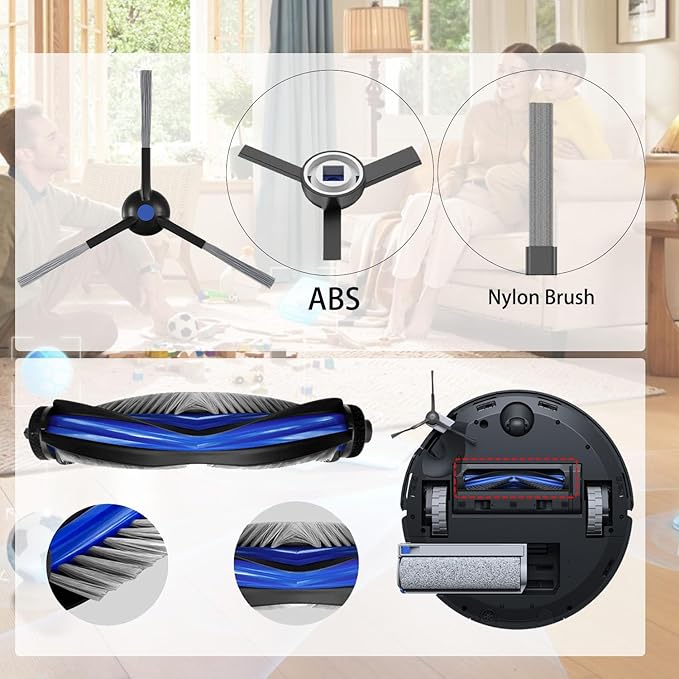 T50 Replacement Parts for ECOVACS DEEBOT T50 Series T50 PRO/T50 Max Vacuum and Mop Accessories Kit, includes V-shaped brush, Mop pads, Hepa Filters, Dust Bags, and Side Brushs