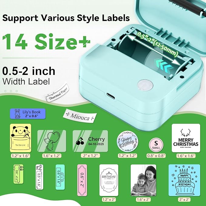 Label Maker Machine with Tape - Mini Sticker Printer Bluetooth Label Printer for Home Office Organization, Portable Thermal Sticker Maker Print Pod with Multiple Templates for Phone