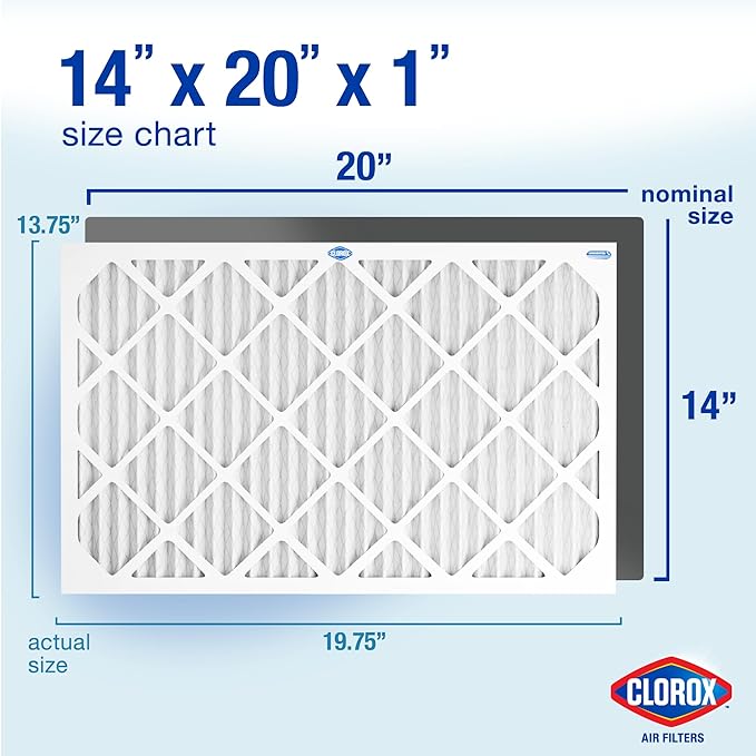 Clorox 14x20x1 Air Filter, MERV 13 Pleated HVAC AC Furnace Air Filters, MPR 1500 & FPR 10 – Pack of 4
