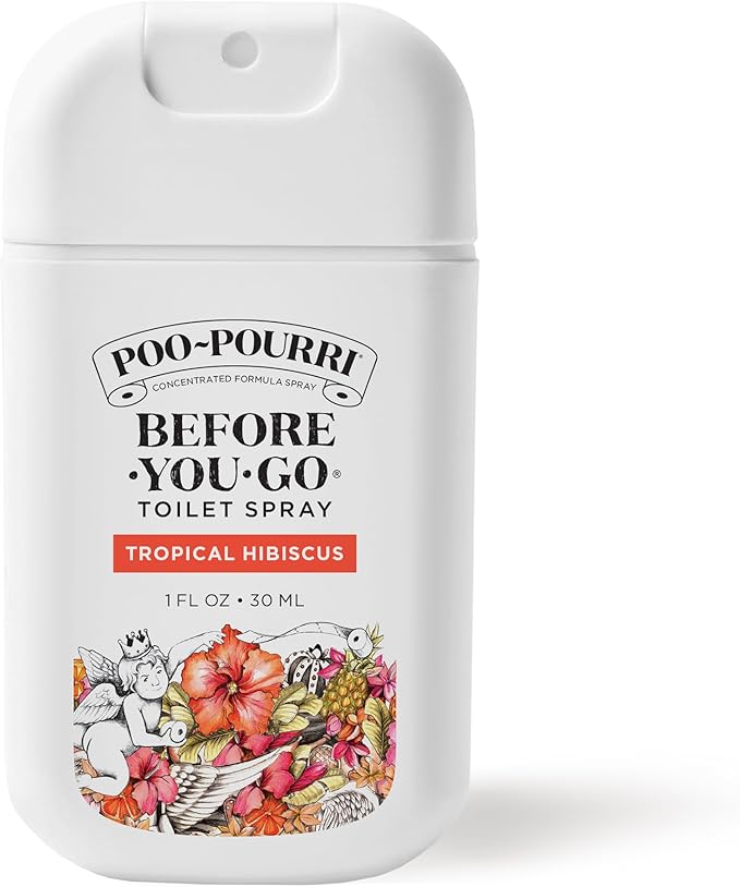 Poo-Pourri Before-You-Go Pocket Toilet Spray, Travel Essentials, Tropical Hibiscus, 1 Fl Oz, Up to 50 Uses, On-The-Go Bathroom Odor Deodorizer with Essential Oils, TSA Approved Size, Hibiscus, Apricot