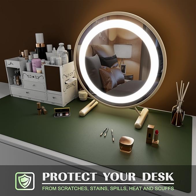 K KNODEL Large Office Leather Desk Mat, Mouse and Keyboard Pad, Computer and Laptop Mat, Desktop Protector and Cover, Writing Pad and Blotter (31.5"x15.7", Dark Green)