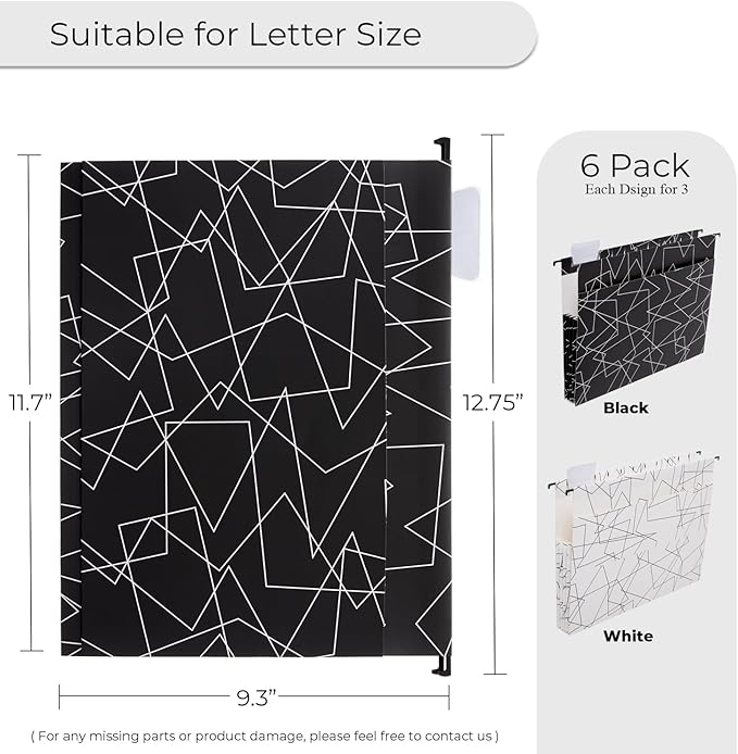 Y YOMA File Folder with Outside Pocket, 8.5 x 11-Inch, Black & White