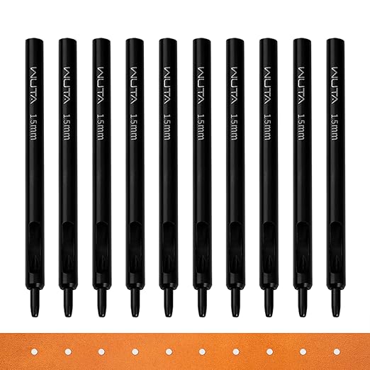 WUTA Black Round Hole Punch Leather Hollow Punch Steel Watches Belts Scrapbooking Paper Leather Tools for Watch Band, Fabric, Plastic 1.5m (10pcs)