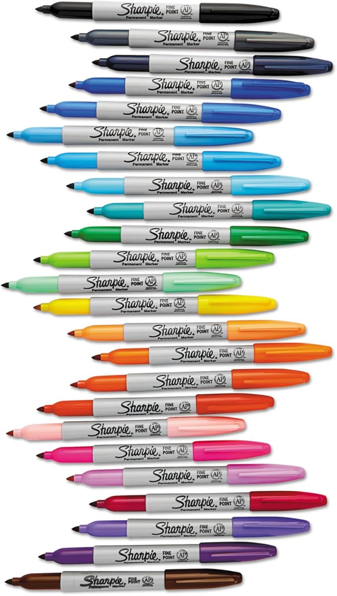 Sharpie Electro Pop Permanent Markers, Fine Tip, Marker Set, Assorted Colors, 24 Count - Coloring, Drawing, Art, Markers, Writing