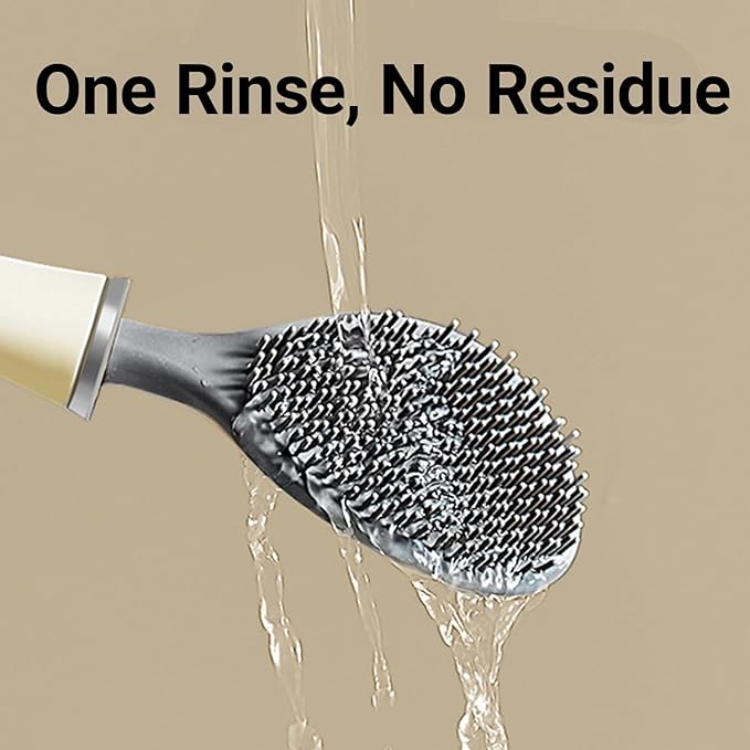 Flexible Silicone Toilet Brush and Holder Set Wall Mounted, Auto Closing TPR Brush Head for Deep Cleaning, Space Saving Bathroom Essentials with Adhesive Mounts (No Drilling) (2, Pearly White)
