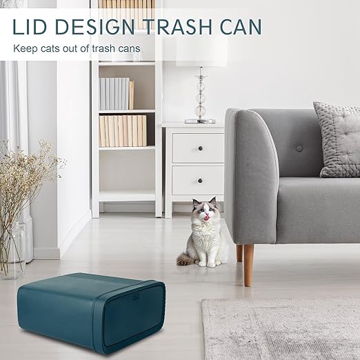 UUJOLY Small Bathroom Trash Can Wastebasket Plastic Garbage Can Container Basket Trash Bin for Kitchens Bathrooms, Laundry Room, Offices, Kids Rooms, Dorms, Bluish Green, 2.4 Gallon
