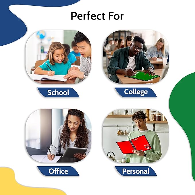 EPI Spiral Notebook | Wide - 70 Sheets, Durable Spiral Binding | 10.5 x 8 in | Classroom Supplies | School, Office, Note Taking, Journaling - 6 Pack