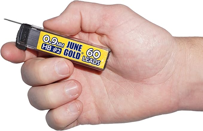 June Gold 72 Mechanical Pencils, 0.9 mm HB #2 Lead, 2 Dispensers/w 160 Graphite Refills & 16 Refill Erasers, Break Resistant Lead, Convenient Side Click & Soft Non-Slip Grip