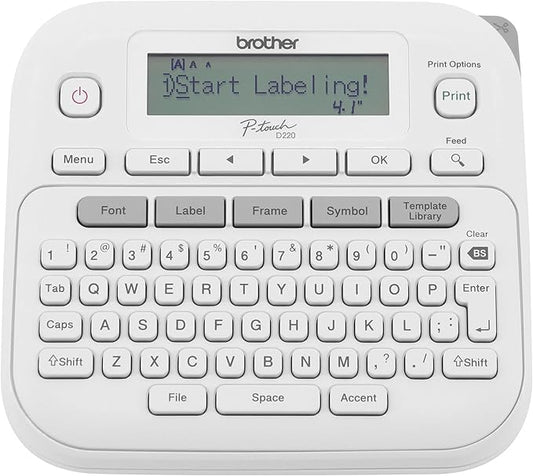 Brother P-Touch PTD220 Home/Office Everyday Label Maker | Prints TZe Label Tapes up to ~1/2 inch White