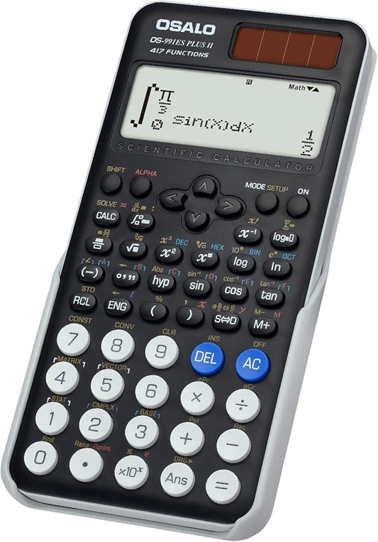 OSALO Scientific Calculator 417 Function 2 Line 10+2 Digits Written Display Solar and Battery Calculators for School College Students Secondary Black (OS 991ES Plus 2nd Edition)