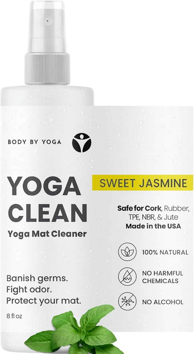Yoga Clean - Premium Yoga Mat Cleaner Spray, Natural Plant-Based Deodorizer with Essential Oils | Refreshing Aromatherapy Scent | 8 oz Safe for Cork, Rubber & All Fabrics, Made in the USA