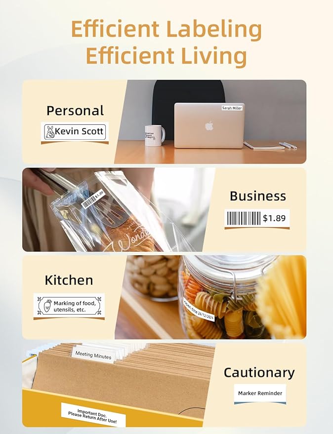 Makeid L1 Label Maker Machine with Tape Includes 3 Rolls - Portable & Rechargeable Label Makers Compatible with 9 12 16mm Tape - Mini Bluetooth Labeler for Organizing Office Home School