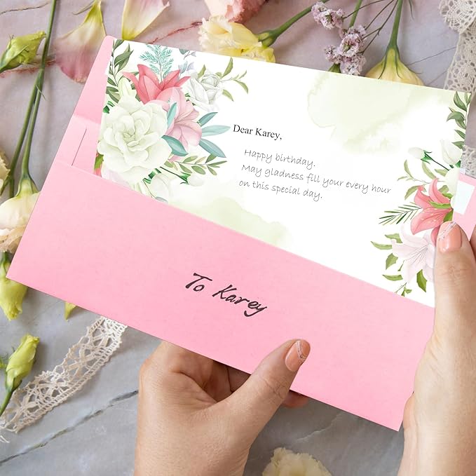 50 Pack Pink #10 Business Envelopes, Standard Envelopes Self Seal, 4 1/8 x 9 1/2 Inch Letter Size Business Mailing Envelopes for Checks Invoices Statements Baby Shower Wedding Birthday Graduation