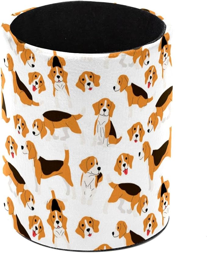 Beagle Dog Action Pencil Box, Multiple-Use Desk Writing Stationary Organizer Pen Holder Cups Office School Supplies Storage
