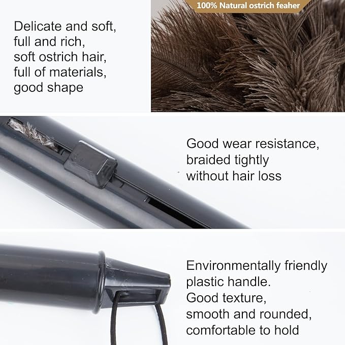 Aldwin Ostrich Feather Duster Retractable 2 Pack,16 inch Genuine Fluffy Natural Handheld Feather Dusters for Cleaning Supplies, Washable,Car, Office, Desk