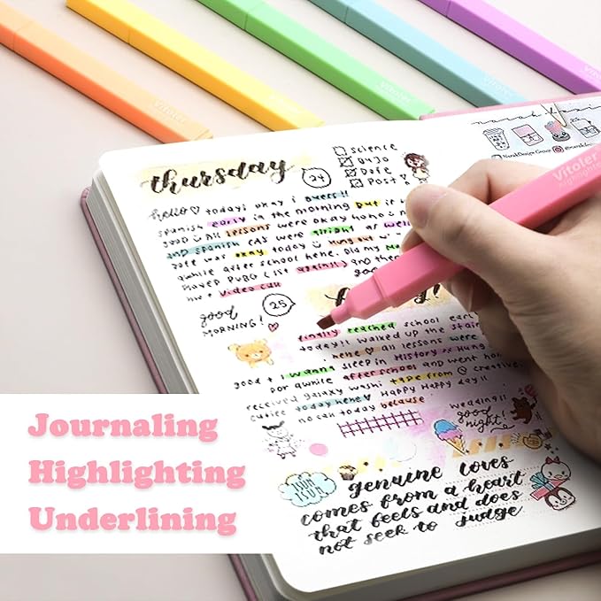 Vitoler Highlighters Assorted Colors,12 Pack Chisel Tip Highlighter Pens,No Bleed Highlighters for School Office Supplies