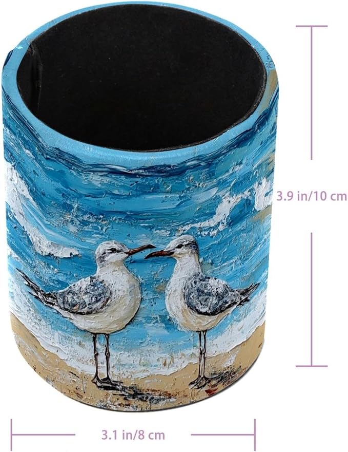 Beach Birds East Coast Ocean (3) Pencil/Pen Holder for desk, Round Desktop Organizer for Desk Multi Purpose Use for Home School Office Supplies
