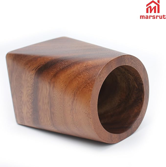Wooden Pencil Holder, Walnut Wood Pen Cup, Desk Accessories, 4 Inch Organizer Caddy Stand, Vintage Rustic Box for Desktop, Men Supplies, Makeup Brushes, Stationery, Offices Decoration